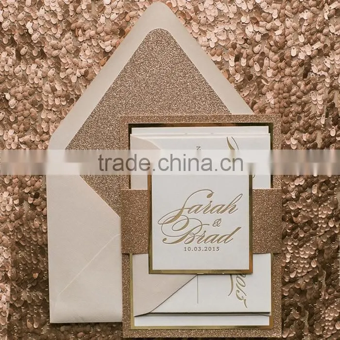 Wholesale Silver Envelope Wedding Invitation Card Glitter