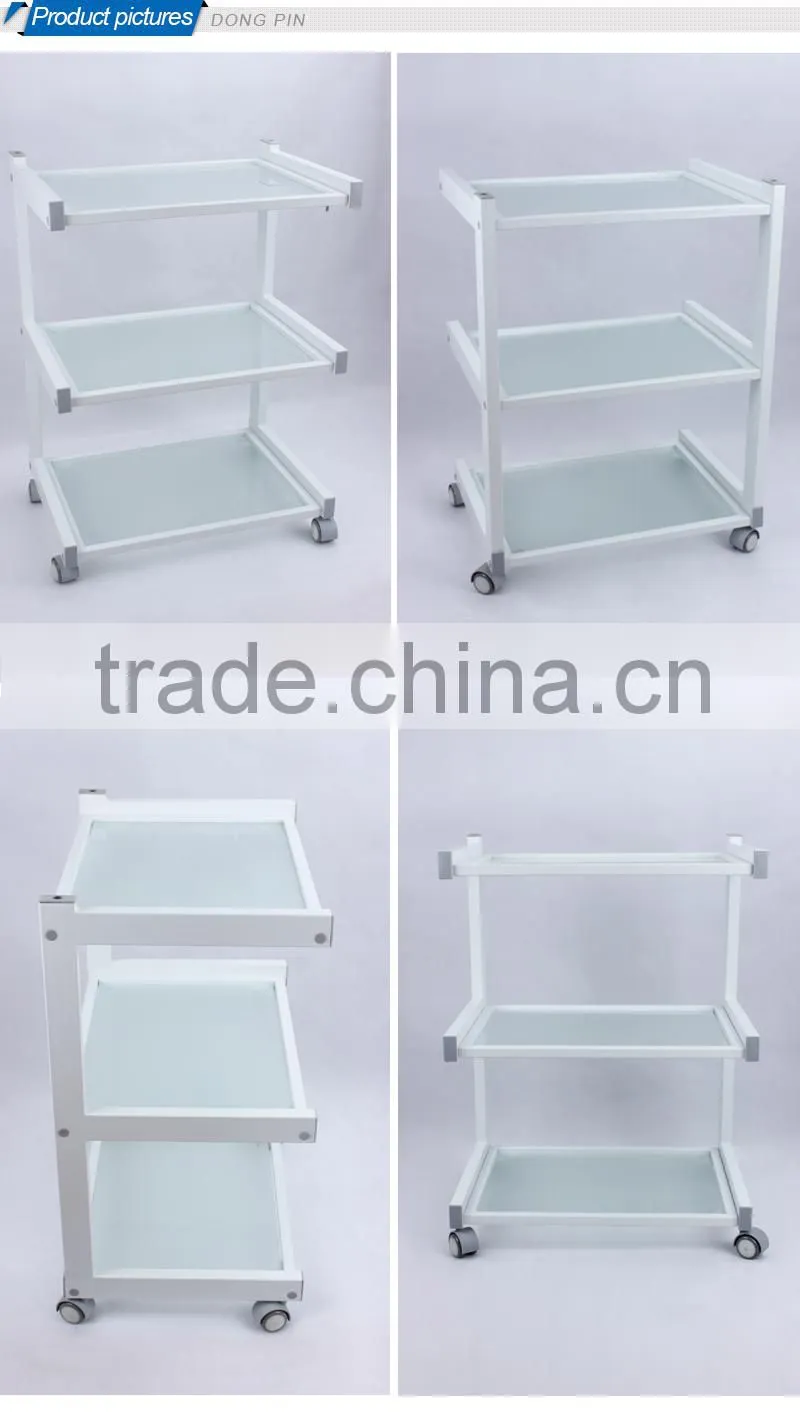 beauty salon equipment glass shelf trolley medical facial trolley wholesale