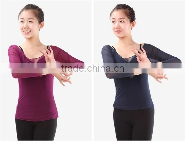 Factory Direct Sale Long Sleeve Stretchy Mesh Adult Dance and Yaga Top