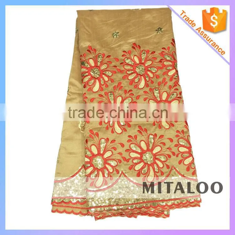 Mitaloo Embroidery Sequins George Lace Fabric Lemon Green George Lace For Wedding Dress MGP0036