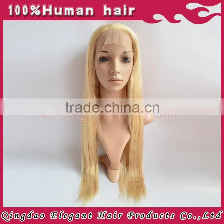 2015 Qingdao new high quality human hair lace wigs blonde