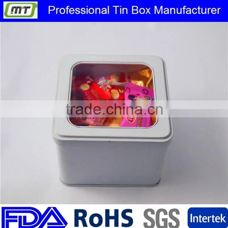 small square window tin box package