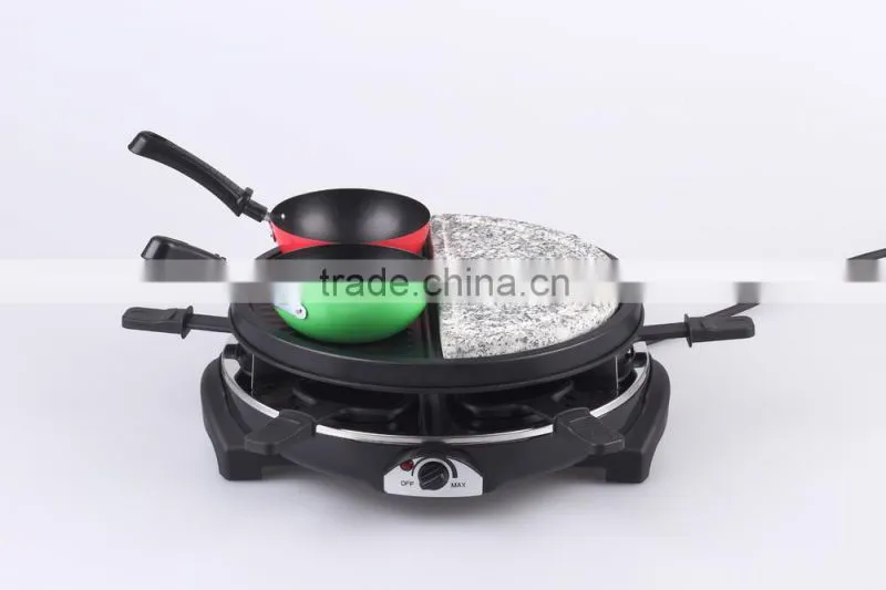 900W Raclette Grill With Temperature Thermostate For 6 Persons RG-206 WITH Stone Plate