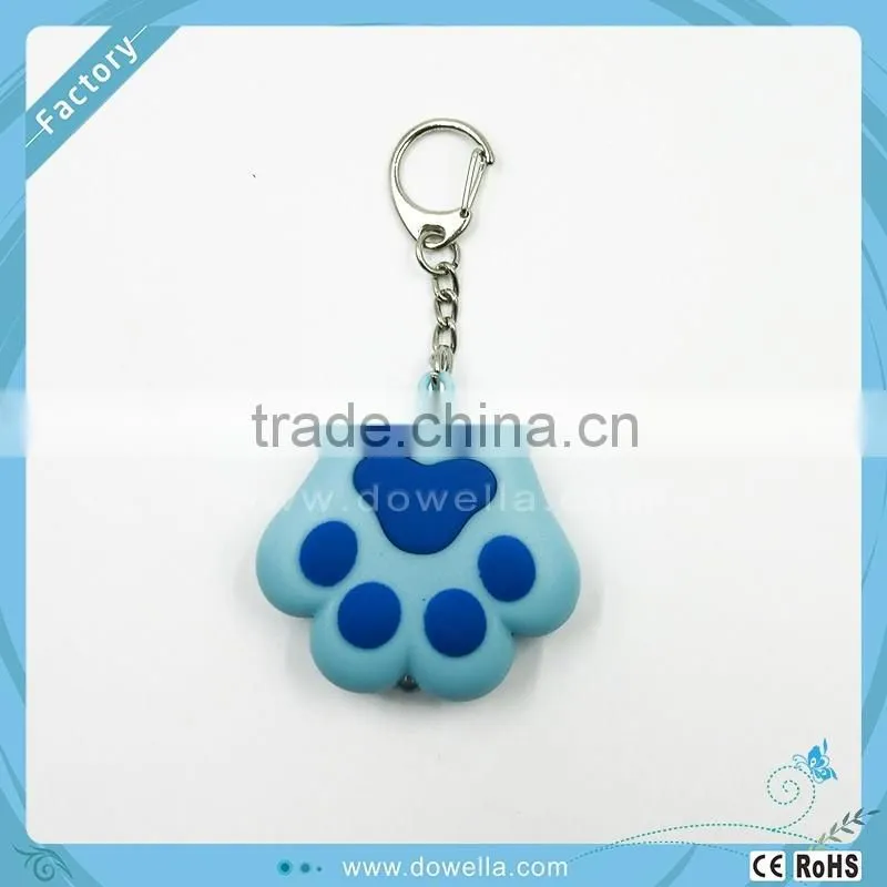 Bears paw shaped LED light keychain pendant with sound for promotion gift