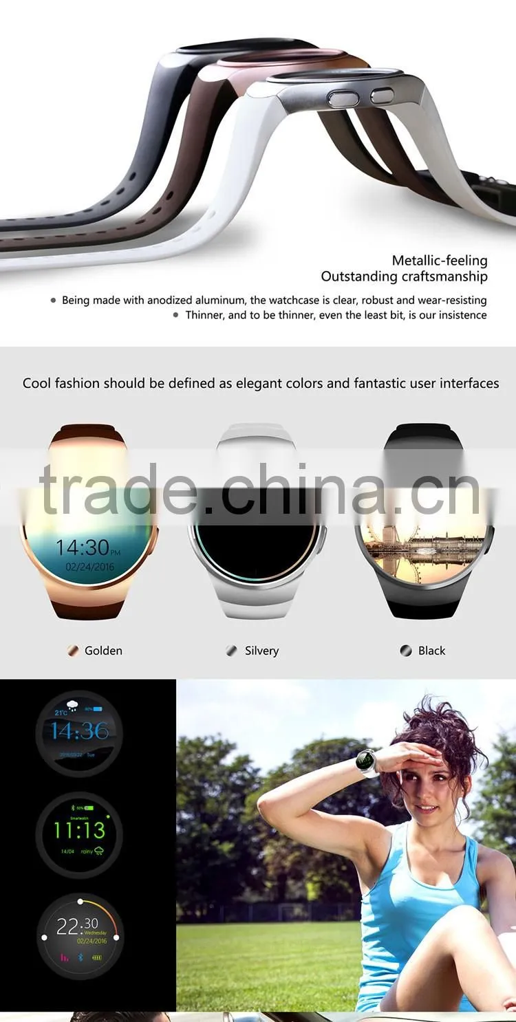 KW18 1.3 Inch TFT IPS LCD HD Bluetooth 4.0 smartphone watch with Android and IOS OS support