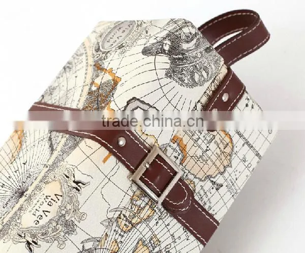 Multifunction High Quality Map pattern portable leather wine carrier