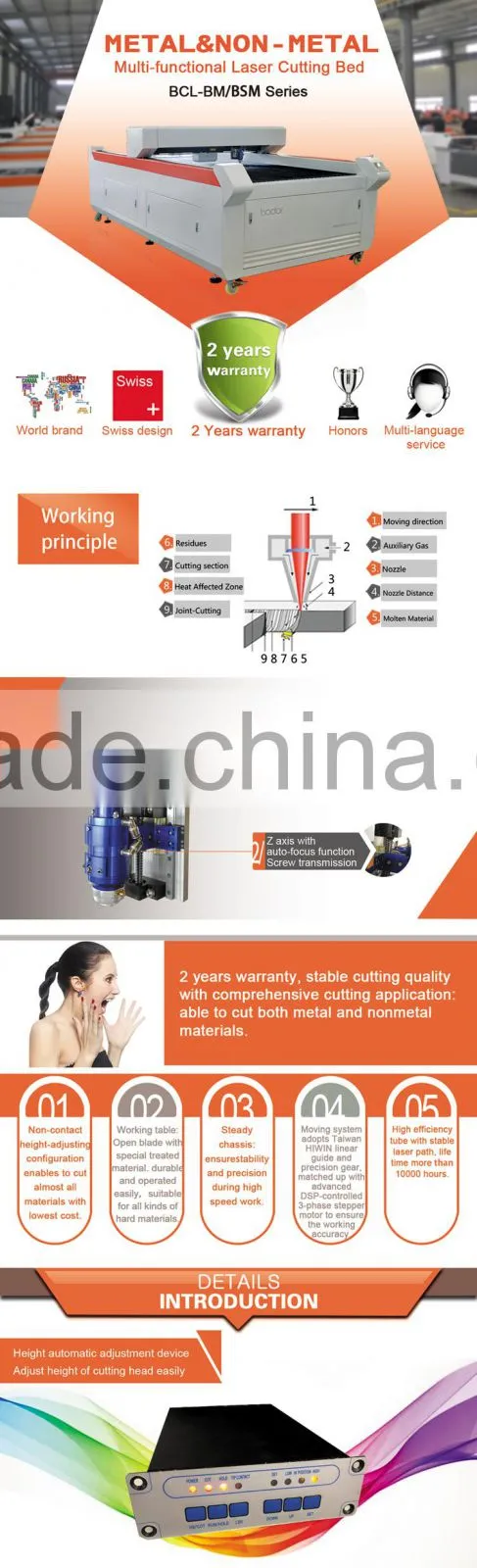 co2 laser metal cutting machine with 2 years warranty from Bodor