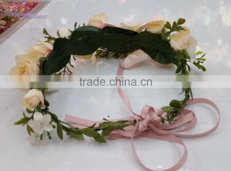 HL016 New Fashion Artificial Flowers Handmade foam head wreath for wedding garland bridal headdress