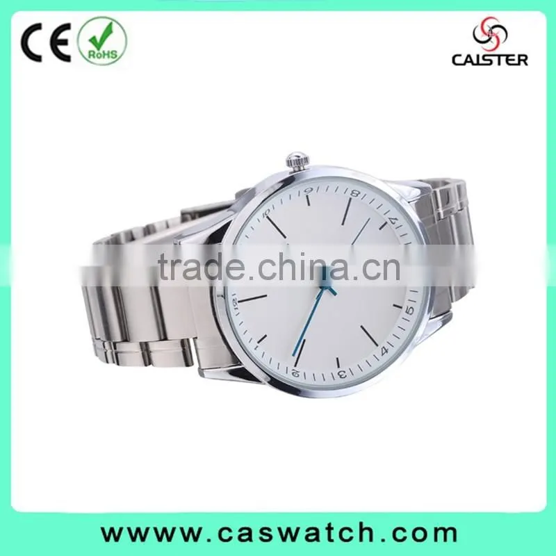 New arrival anti-clockwise quartz watch, stainless steel band concise 3ATM water resistant watch, custom made men's watch