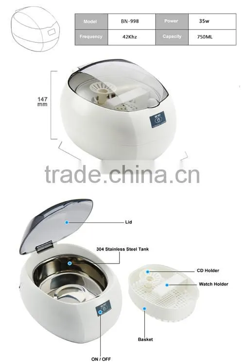 CD VCD Disc Ultrasonic Cleaner GB-998, One Button Control 3 mins Auto Off