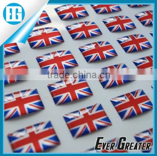 Custom make epoxy resin sticker doming sticker chrome Epoxy 3D Dome Stickers custom flag 3D sticker doming machine flag sticke