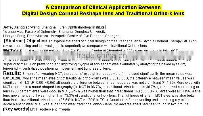 After Laser Surgery/MCT-L/High-end MCT Technology improve of OK Lenses