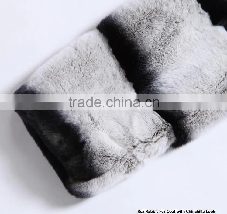 rex 14011 2014 winter women high quality Chinchilla rex rabbit coat