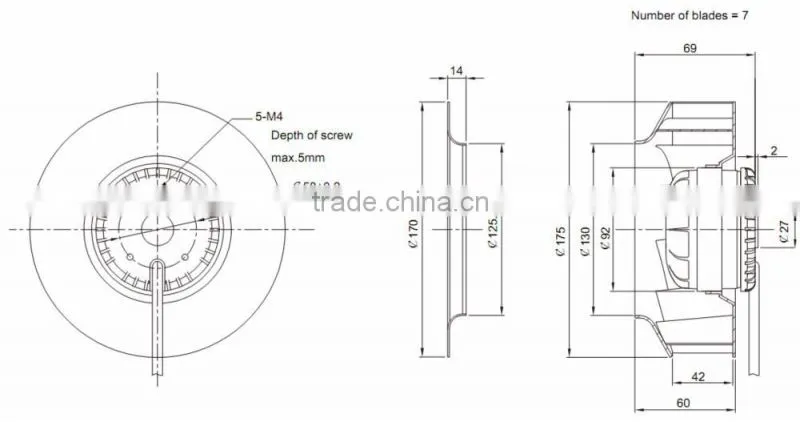 175mm 220v silent fan for precision air conditioning