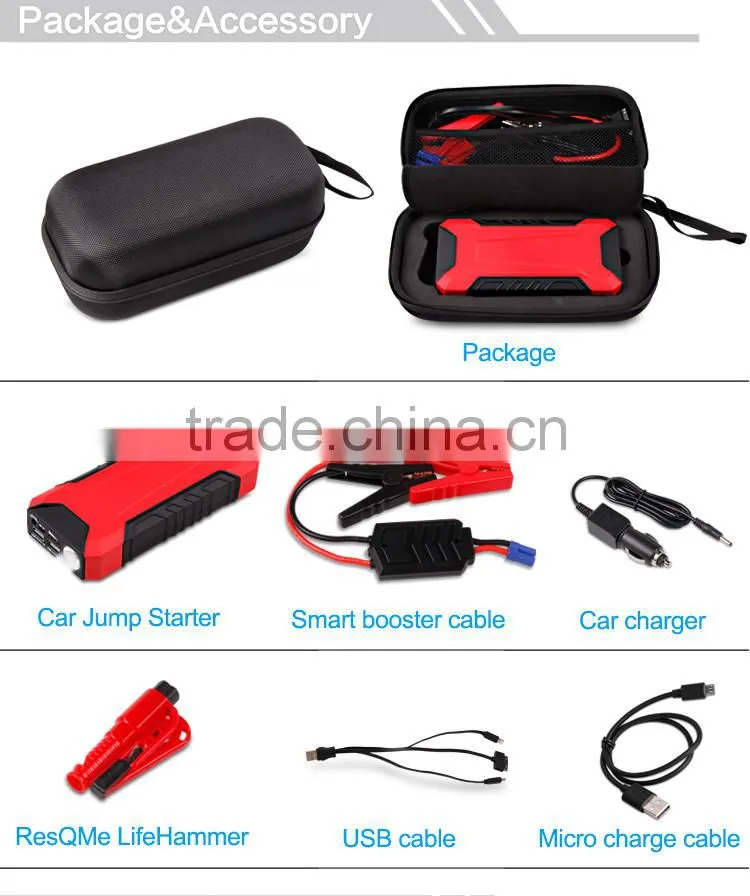 Emergency car battery boost lithium auto jump starter 12v jump starter