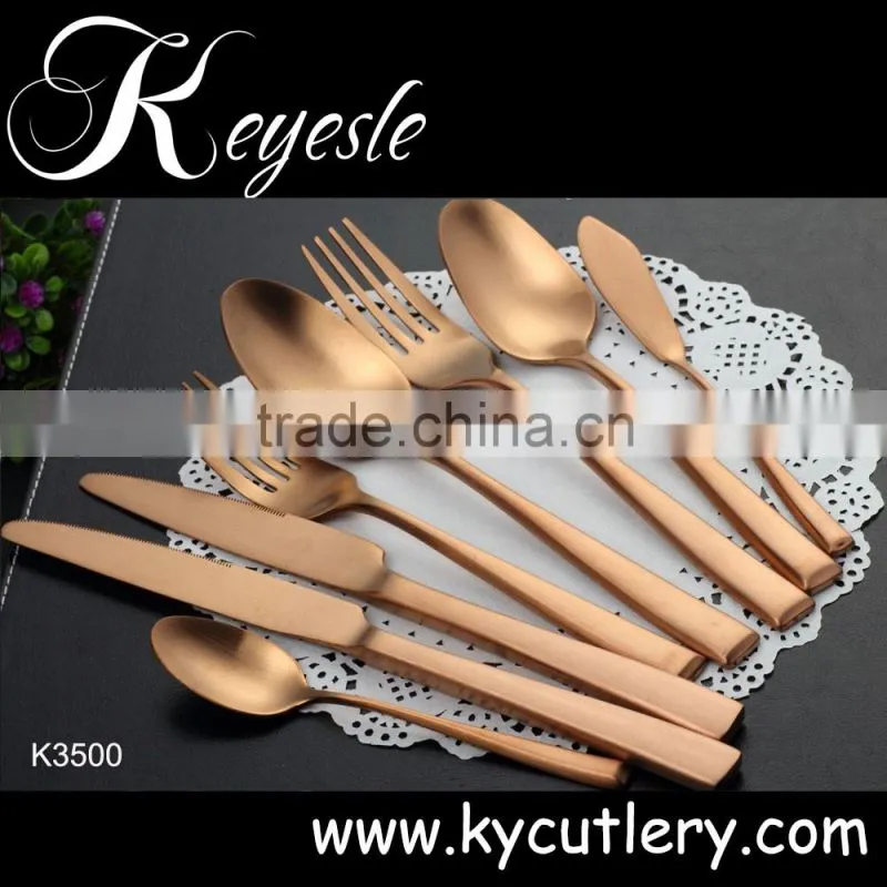 Gold cutlery set, copper cutlery, wedding knife and fork set