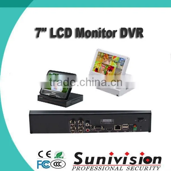 10" LCD Monitor AHD DVR, P2P Support 4CH 720P real-time record, 1CH 720P real-time playback