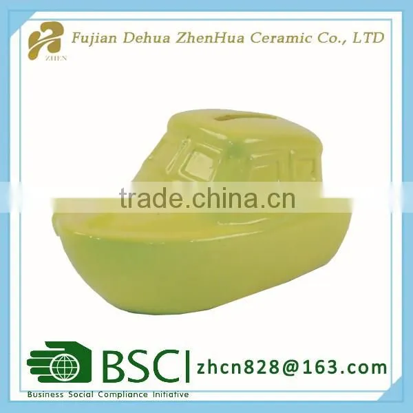 ceramic color glazed unique mini car shape coin bank