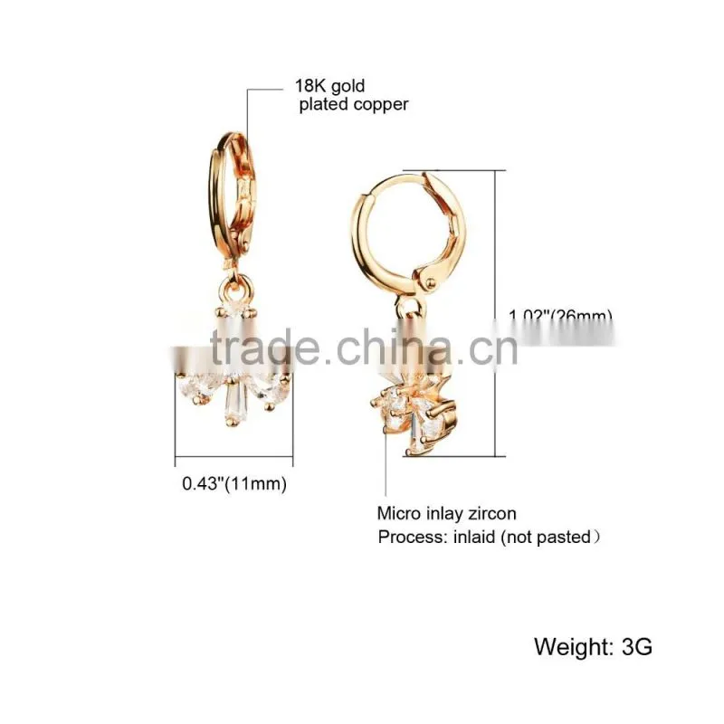 2016 latest design girls top elegant drop clear snowflake earring for gift