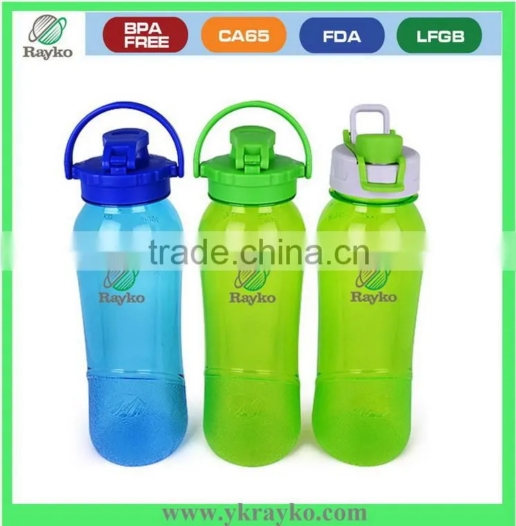 Hot selling and promotional plastic colorful water bottle with lid