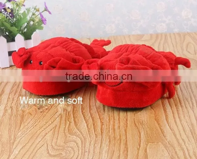 plush house slipper/kids plush slipprer/plush shrimp shaped slipper