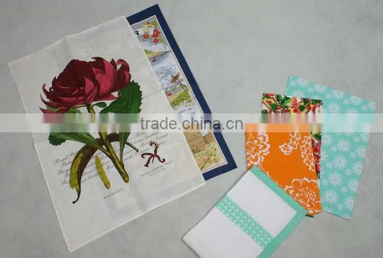 2015 new fashion cotton /linen tea towels for home decoration ,cheap promotional gift in high quality red flower -31