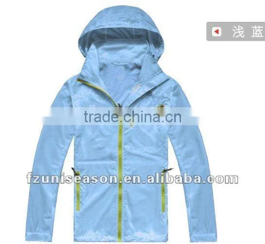 Foldable Ladies Hooded Pullover Windbreaker 2013