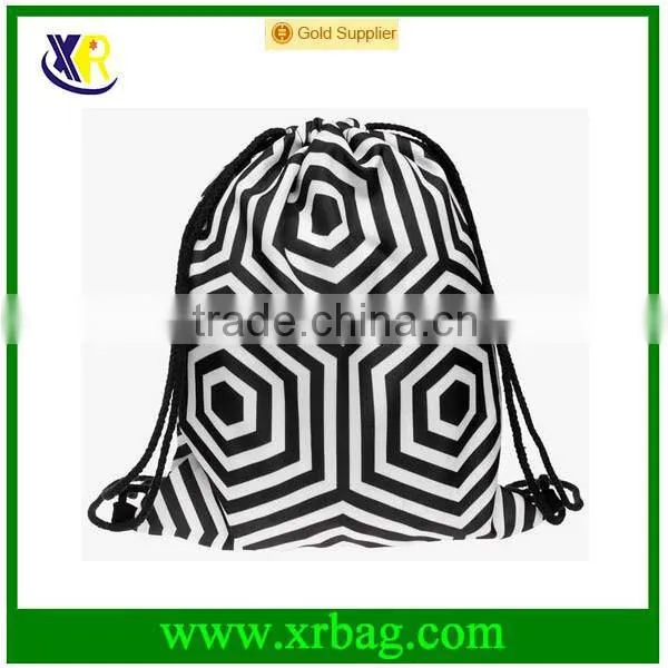 Women Mochila Man Sport Bags Travel Backpack Hexagon Printed Gym Sack Drawstring Bag