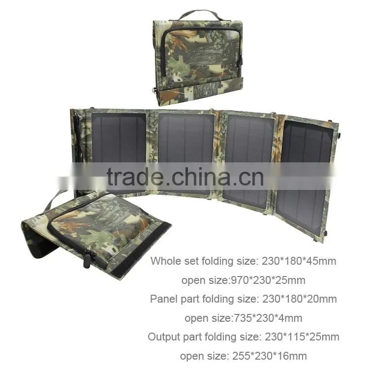 New product 2016 move power solar charger/14w folding soalr panel /flexible solar charger bag