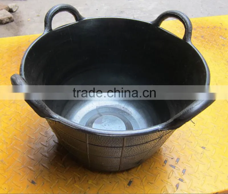 40L recycled rubber buckets,construction pails with 4 handles,Rubber basket