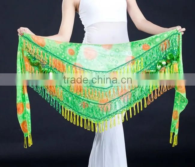 SWEGAL SGBDD130032 1COLOR green belly dance hip scarf single tassel belt