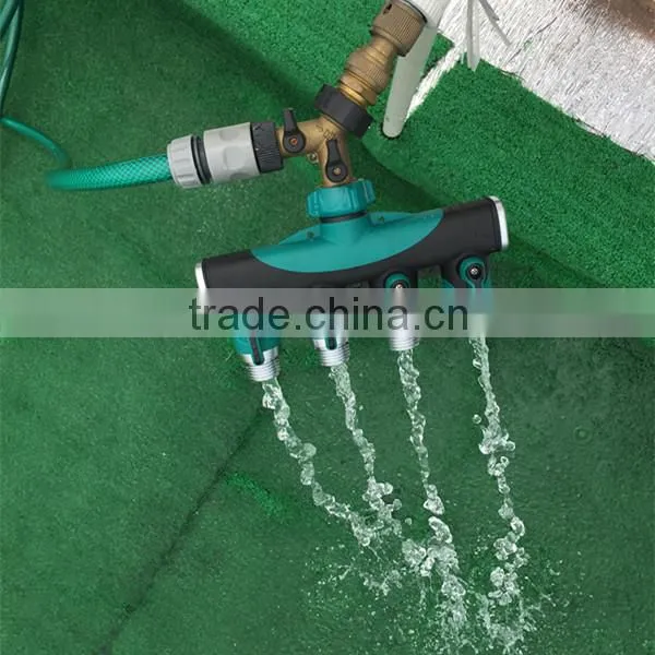 4 Way Garden Hose Connector| Hose to Hose Arthritis Friendly Watering Splitter, Leak Free