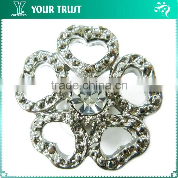 Vintage Crystal Rhinestone Silver Metal Nickel Free Shank Rhinestone Button