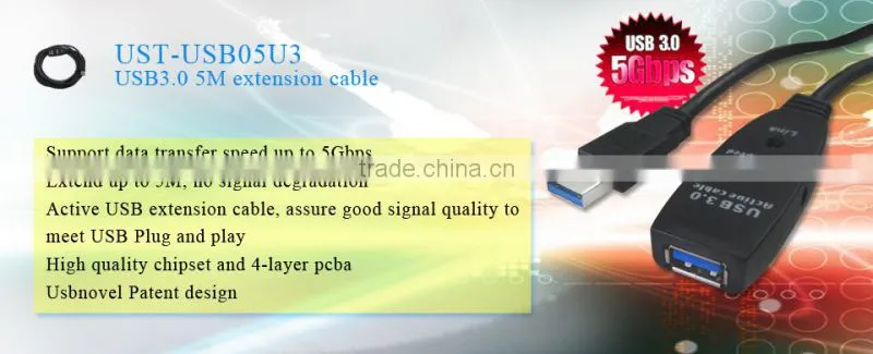 2014,High Speed of Data Transfer,USB3.0 Male to Female Adapter Extension Cable black ,With red power