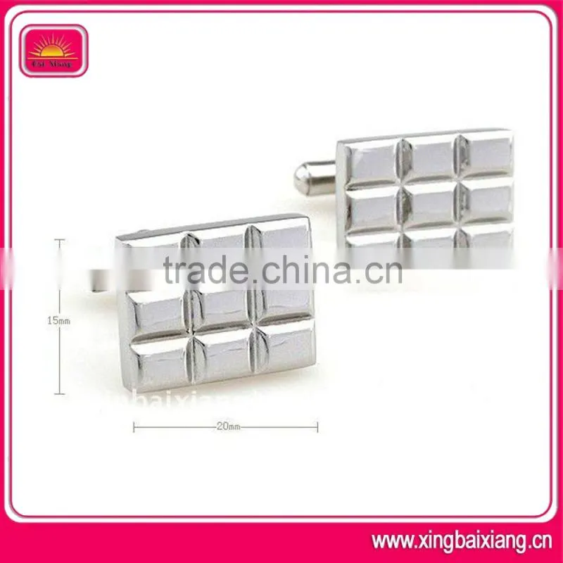 simple shaped silver business cufflink buttons