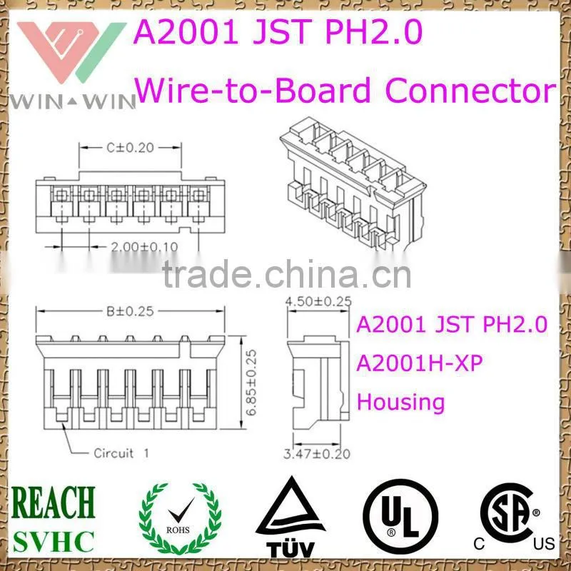 2.0mm Pitch A2001 JST PH2.0 Electronic Wire to Board Connector