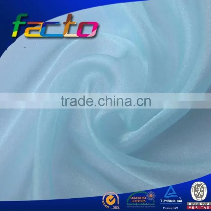 Blue Bright Polyester Organza For Wedding Dress