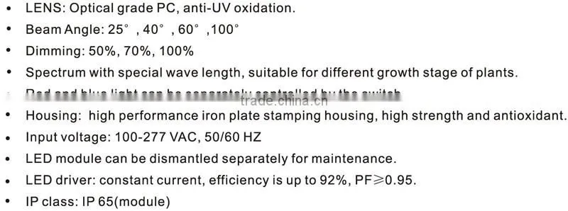IP65 special spectrum commercial Hydroponics greenhouse indoor grow lighting/High quality aluminium led grow light
