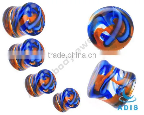 Speckle pattern pyrex glass body piercing cheap ear expander plug
