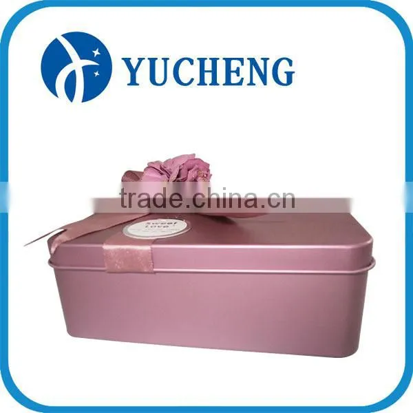 wholesale wedding metal gift packaging tin can withe ribbon