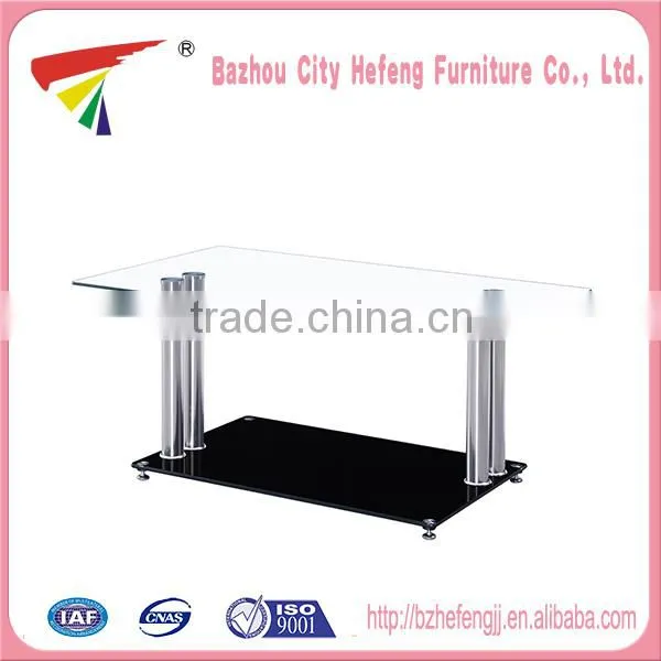 Wholesale glass top stainless steel base coffee table