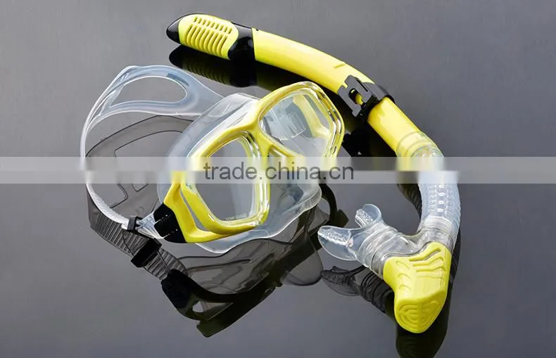 Yellow dive mask and snorkel,silicone dive mask,dive equipment