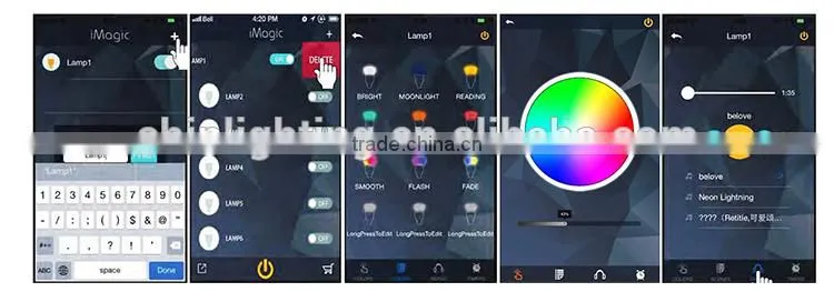 Remote control bluetooth led smart lamp with ul ce rohs certification in 2016 China OEM factory