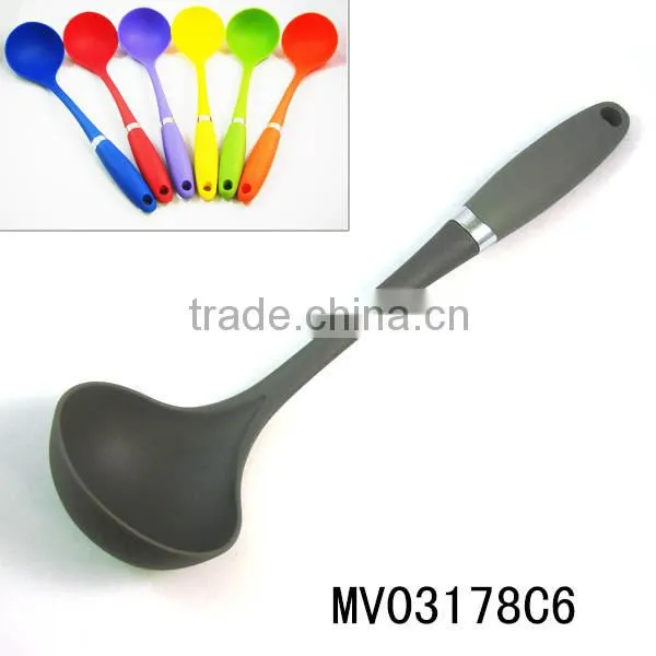 Rubber Handle Nylon Soup Ladle, vary color
