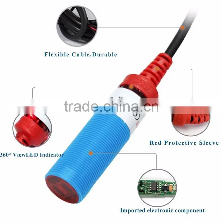 M18 10-30v dc NPN diffuse photoelectric sensor with CE