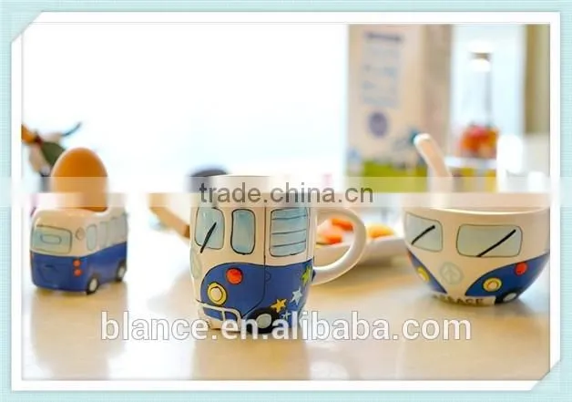Camper Van VW design dinner set ceramic bus shape salt and pepper sets