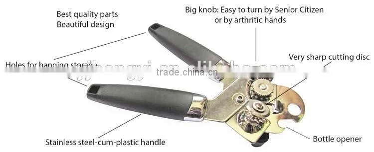 Stainless steel safety can opener
