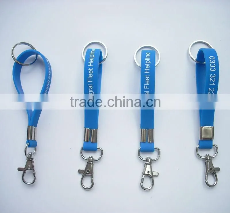 Hot sale concave logo silicone bracelet keychain, silicone wristband keyring