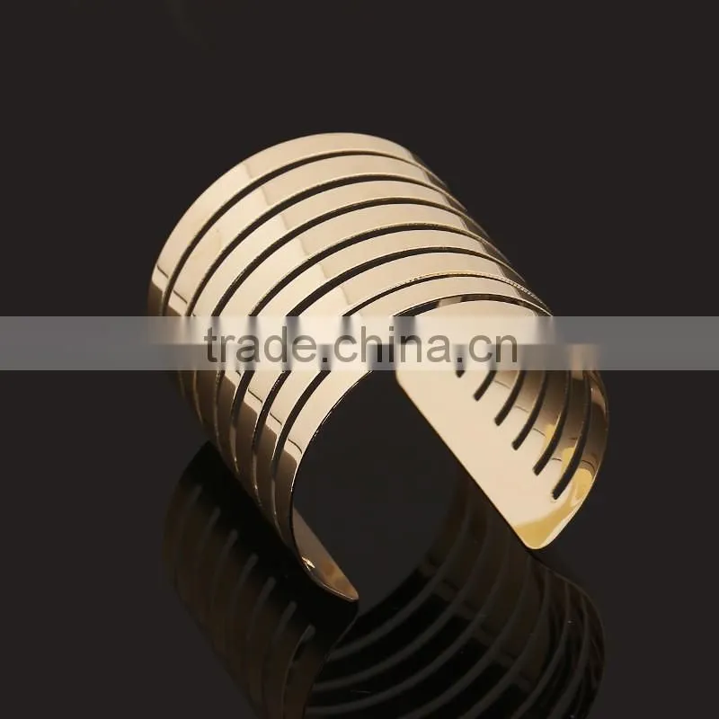 2016 New Gold Silver Triangle Alloy Wide Open Cuff Bangle Bracelet For Women Fashion Jewelry