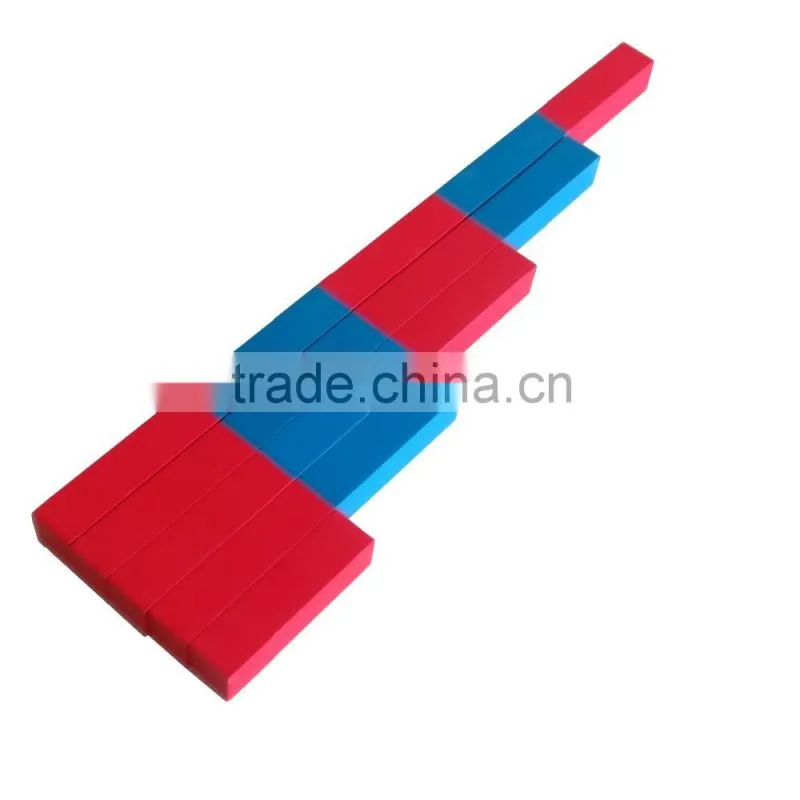 Montessori educational materials numerical rods 5 steps